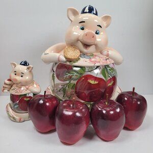 Vigour Giftland Hand Painted Glass/Ceramic Pig Cookie Jar